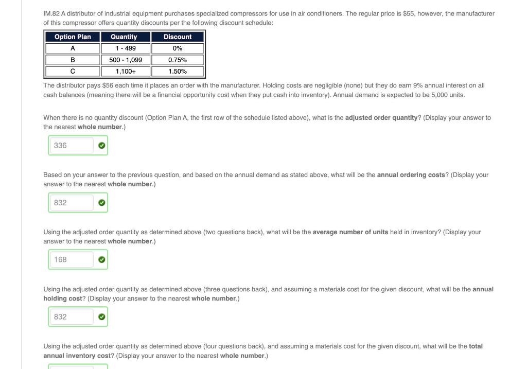 I need help with just one answer : IM.82 A