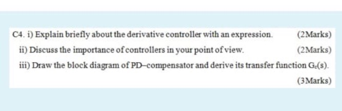 C4. i) Explain briefly about the derivative