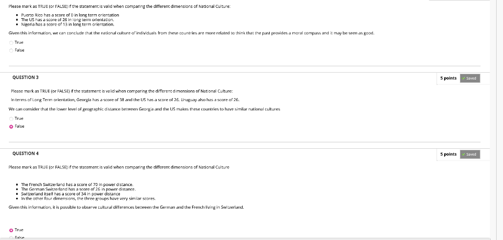 Please mark as TRUE (or FALSE} if the statement