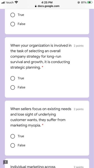 81% Il touch 4:25 PM docs.google.com ways to a