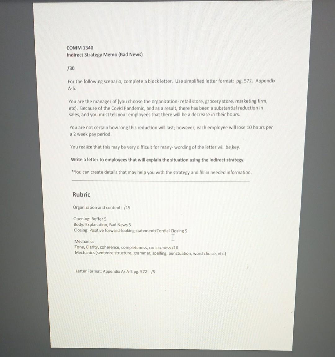 need answer asap COMM 1340 Indirect Strategy Memo