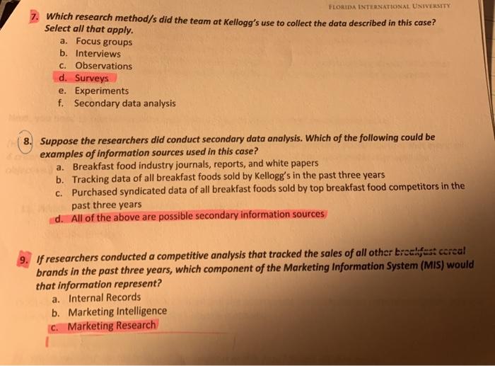 FLORIDA INTERNATIONAL UNIVERSITY 7. Which