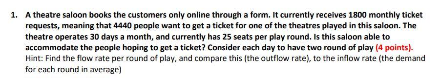 1. A theatre saloon books the customers only