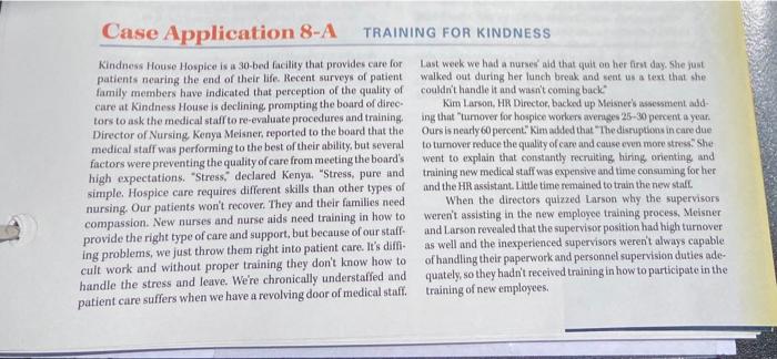 Case Application 8-A TRAINING FOR KINDNESS