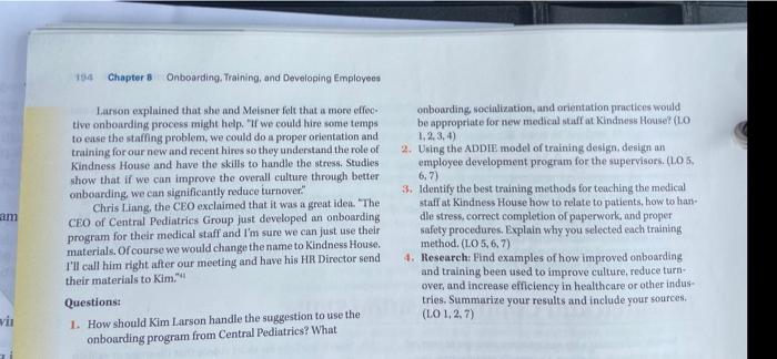 Case Application 8-A TRAINING FOR KINDNESS