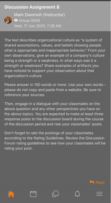 Discussion Assignment 8 Mark Dwomoh (Instructor)