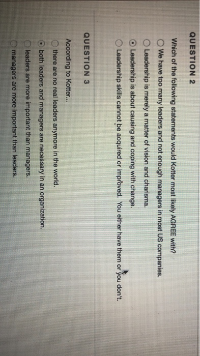 QUESTION 2 Which of the following statements