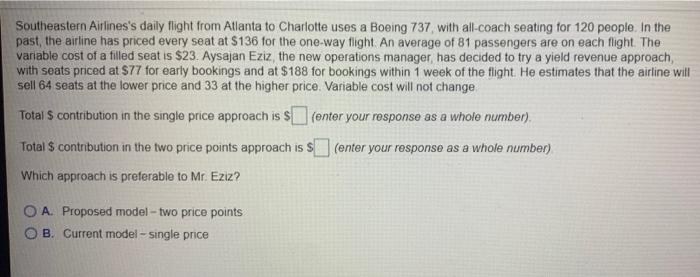Southeastern Airlines's daily flight from Atlanta