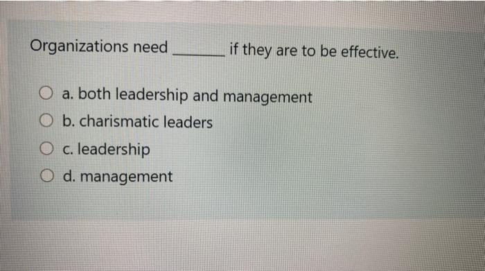 Organizations need if they are to be effective. O
