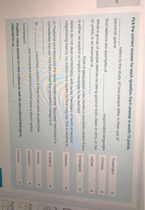 Pick the correct answer for each question. Each