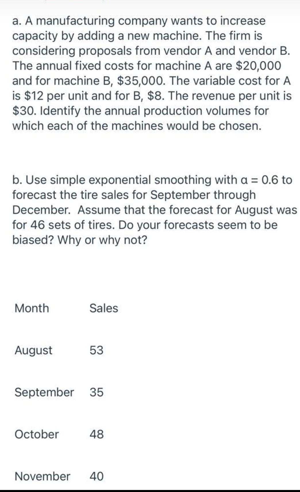 a. A manufacturing company wants to increase