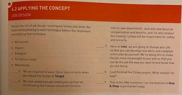 4.1 APPLYING THE CONCEPT JOB ANALYSIS METHODS