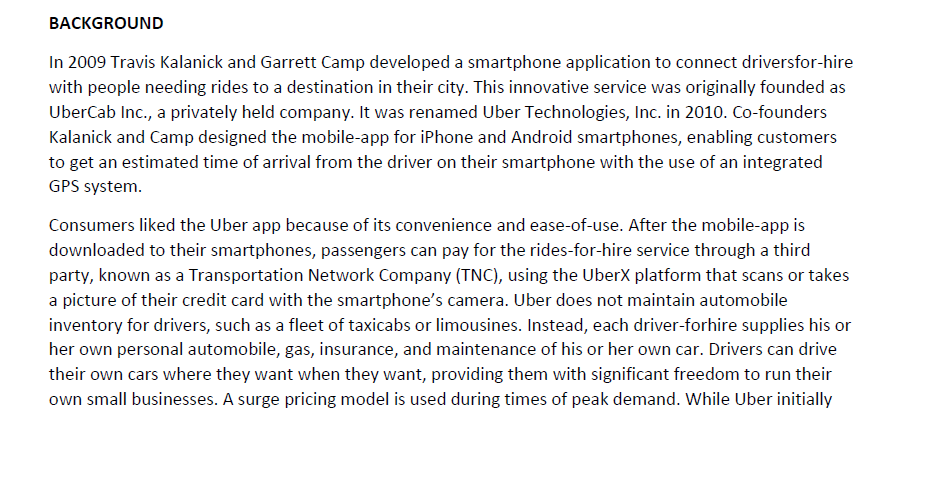 Uber Technologies Inc.: Managing Opportunities