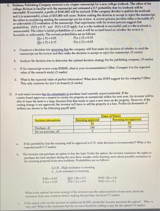 1) Embassy Publishing Company received a