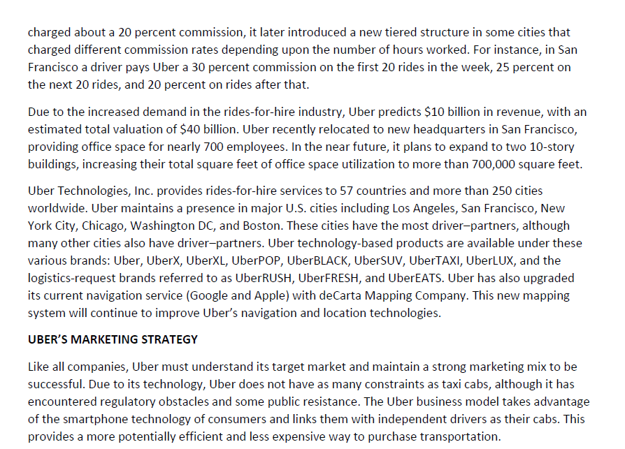 Uber Technologies Inc.: Managing Opportunities