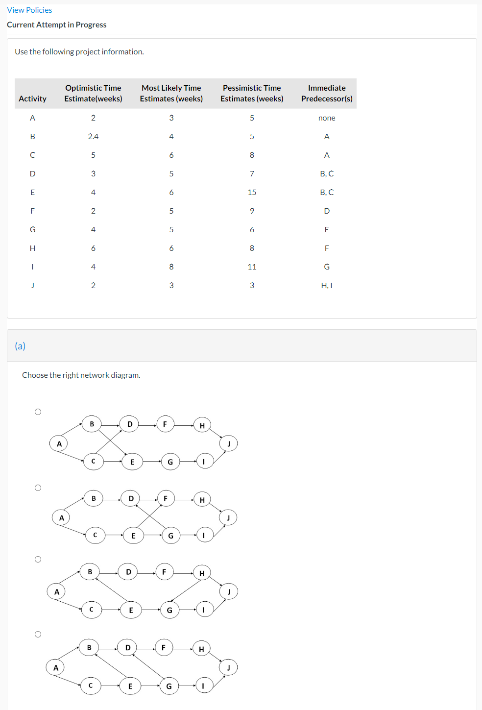 View Policies Current Attempt in Progress Use the