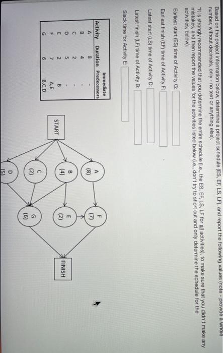 Based on the project information below, determine