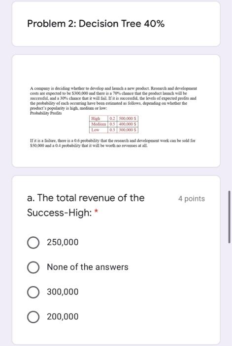 BMIS Problem 2: Decision Tree 40% A company is
