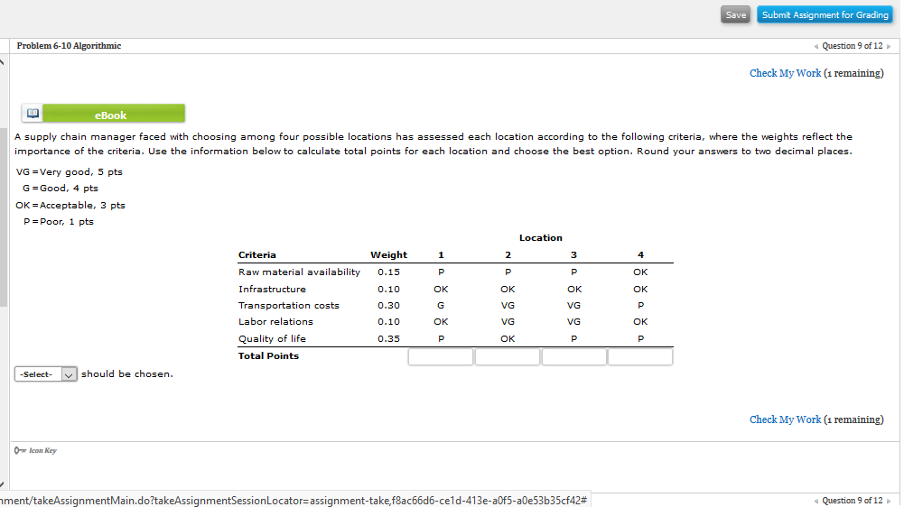 Save Submit Assignment for Grading Problem 6-10
