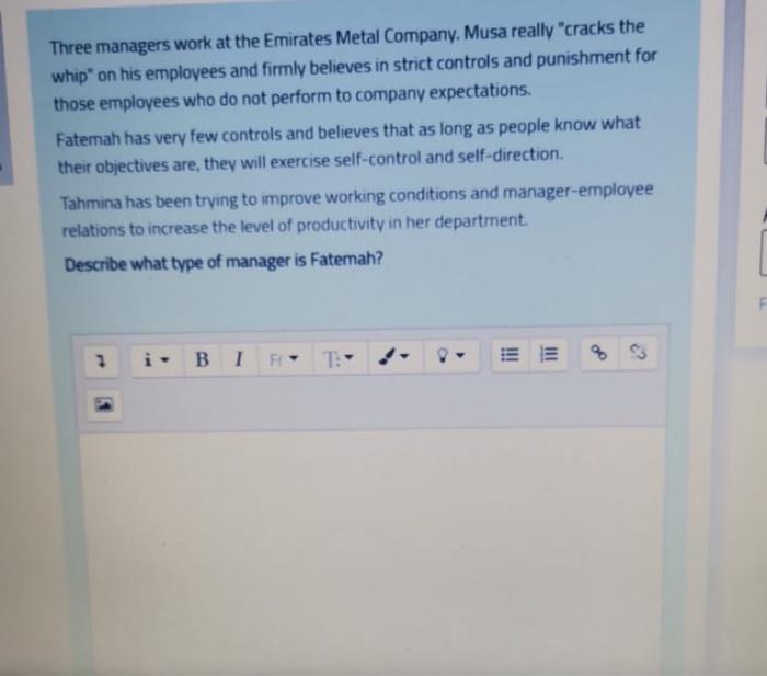 Need it ASAP Three managers work at the Emirates