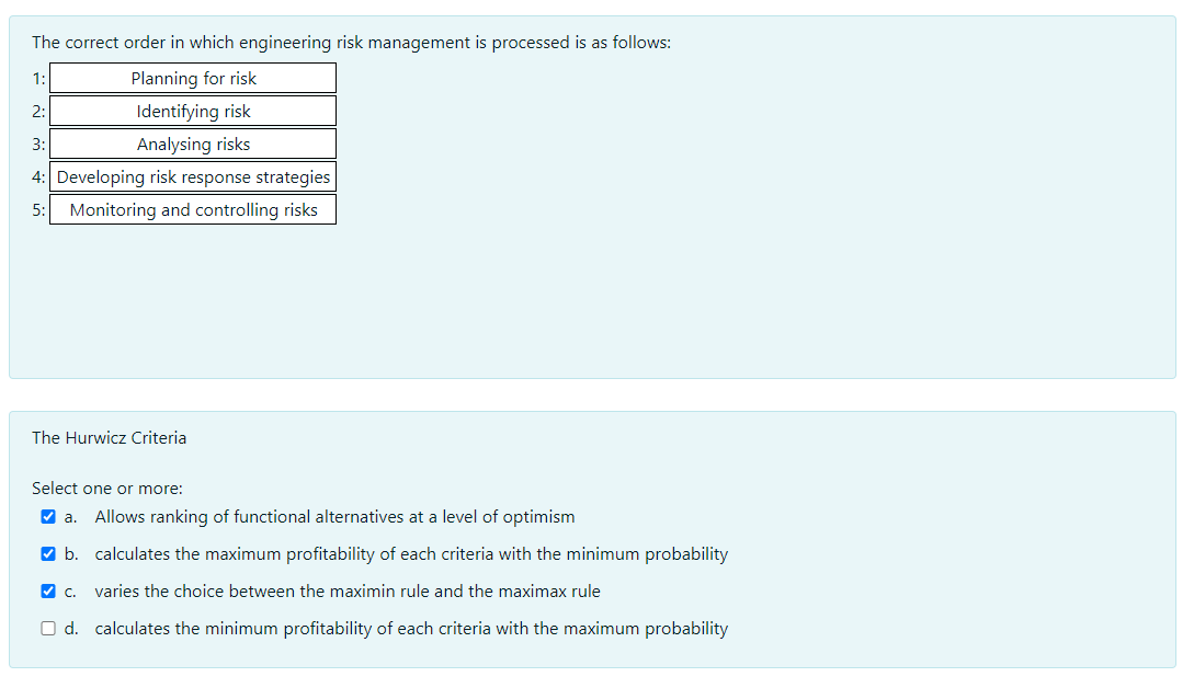 The correct order in which engineering risk