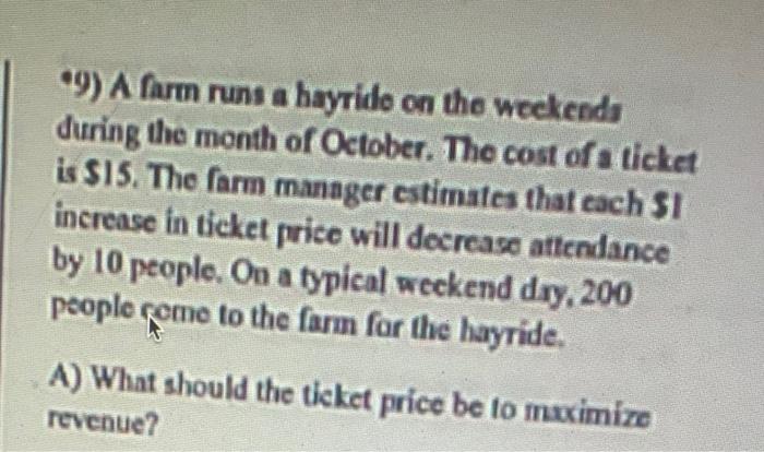 How do you solve 9c, and 9d? 9) A farm runs a