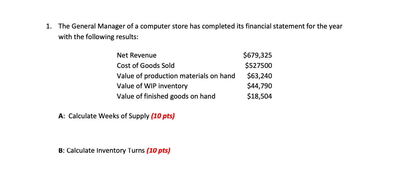 1. The General Manager of a computer store has