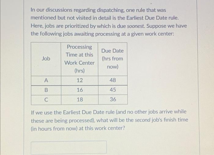 In our discussions regarding dispatching, one