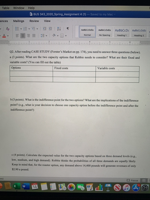 Table Window Mailings ences - Ao -A Help BUS