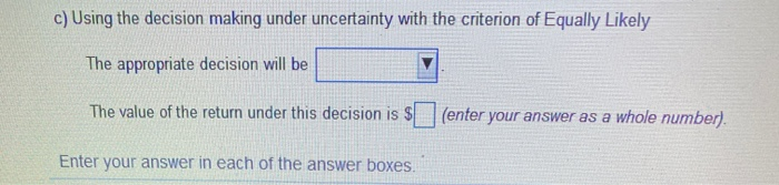Given the following conditional value table: