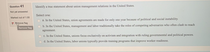 Question 41 Identify a true statement about union