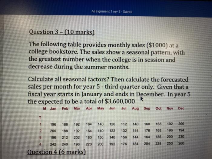 Assignment 1 rev 3 - Saved Question 1 - (4 marks)