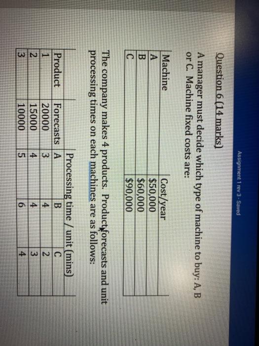 Assignment 1 rev 3 - Saved Question 1 - (4 marks)