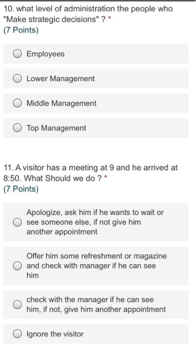 10. what level of administration the people who