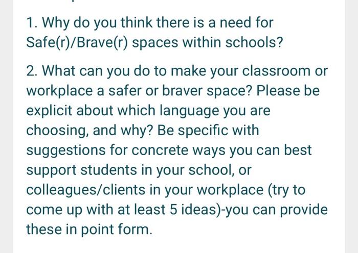 1. Why do you think there is a need for