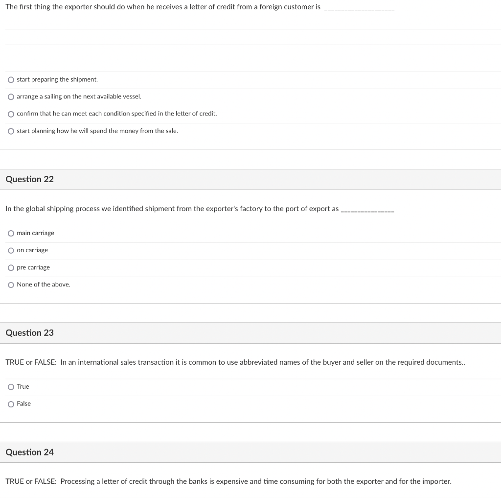 The first thing the exporter should do when he