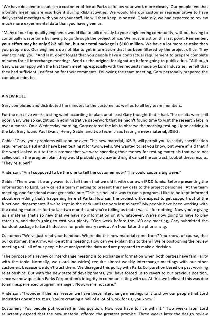 Based on the Defence Project case study (The