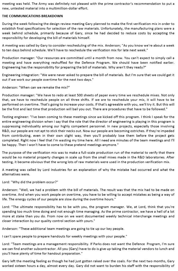 Based on the Defence Project case study (The