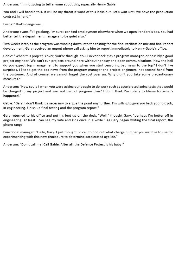 Based on the Defence Project case study (The