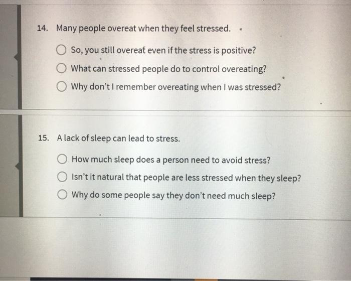 Questions 1 to 10: Read each statement and choose