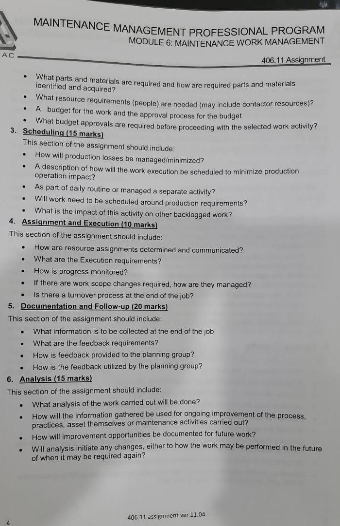 MAINTENANCE MANAGEMENT PROFESSIONAL PROGRAM