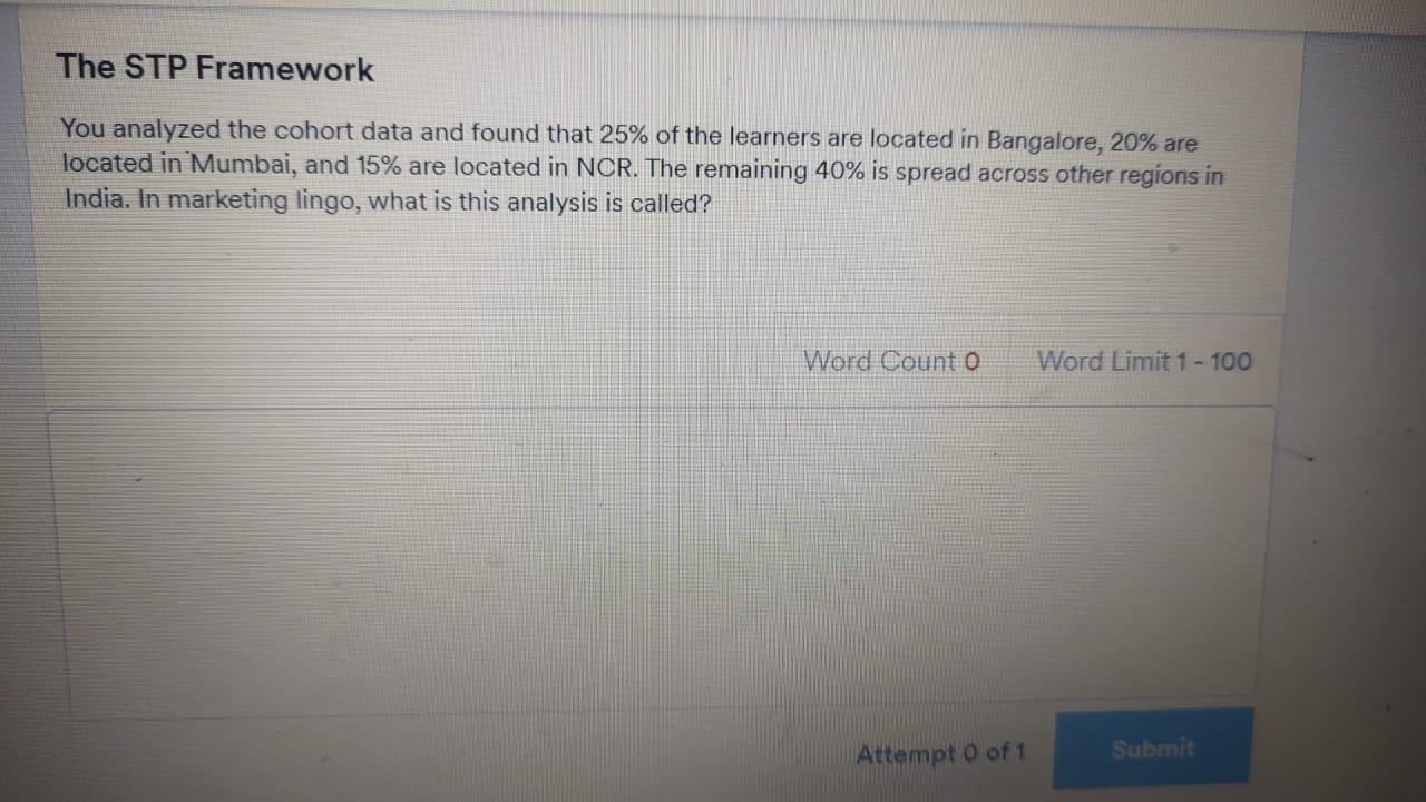 The STP Framework You analyzed the cohort data