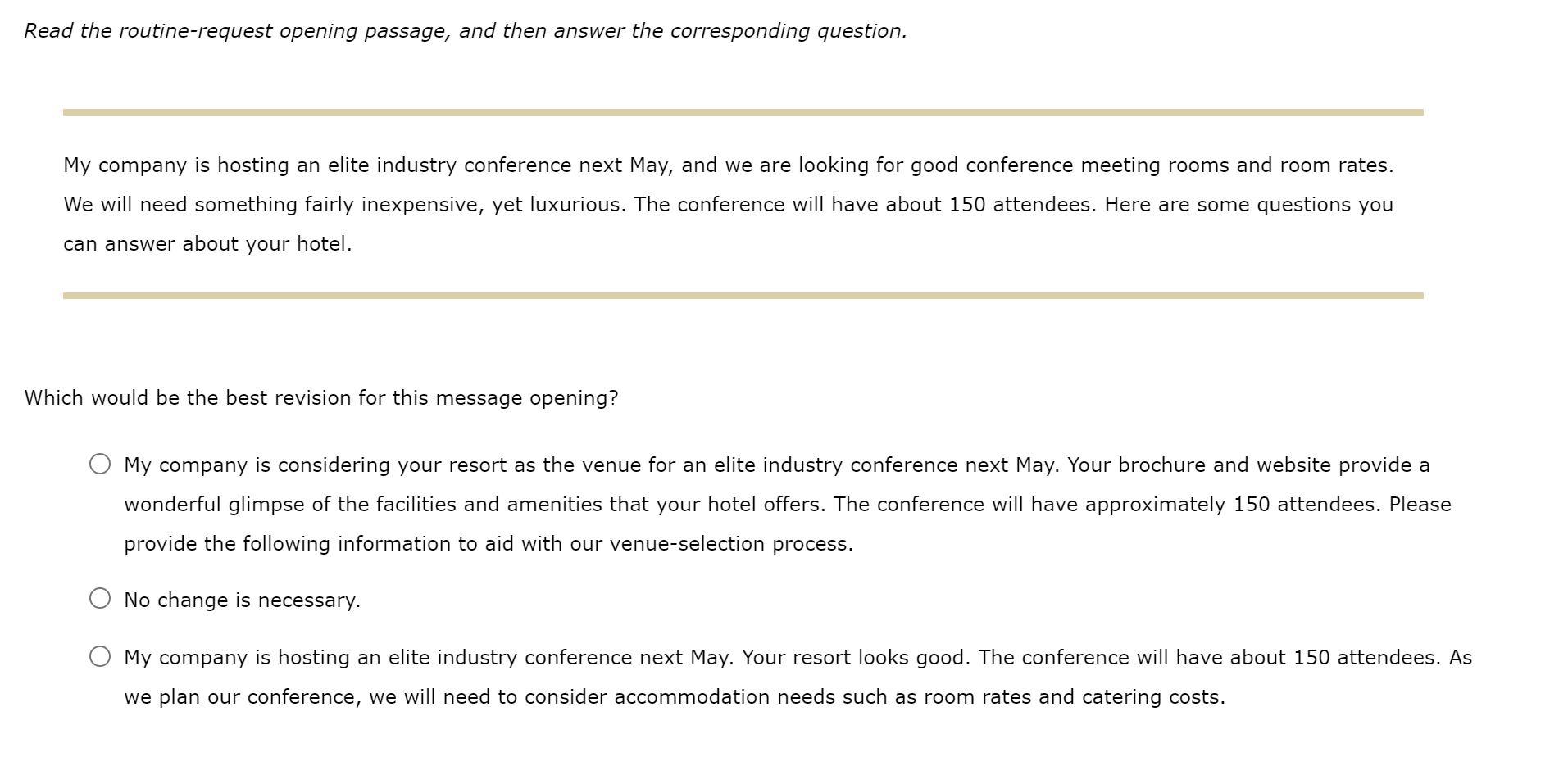 Read the scenario about routine requests, and