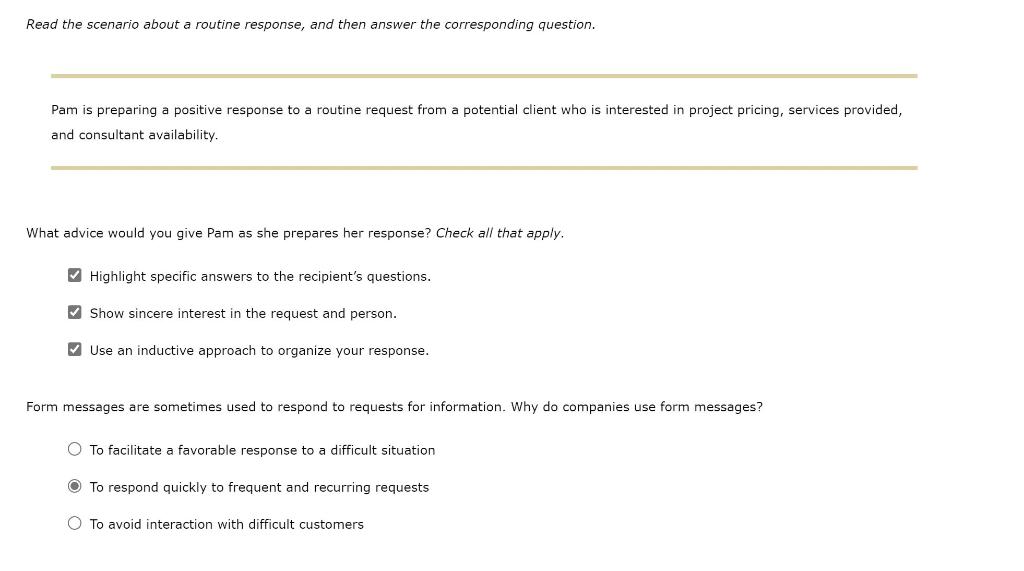 Read the scenario about routine requests, and