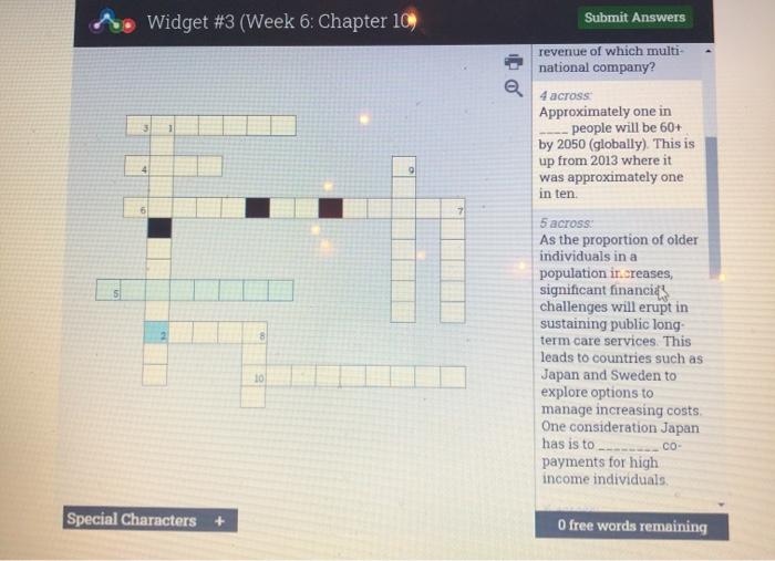 Widget #3 (Week 6: Chapter 10) Submit Answers