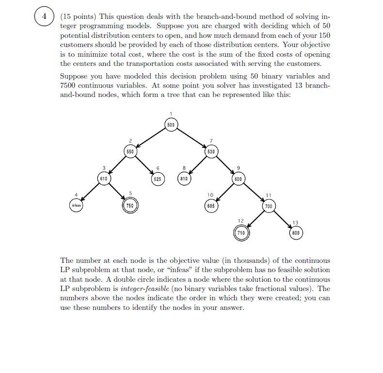 4 (15 points) This question deals with the