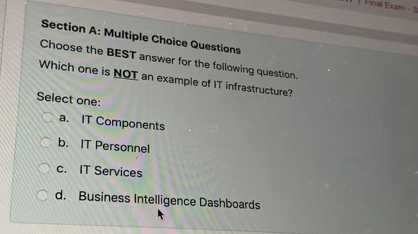 Section A: Multiple Choice Questions Choose the