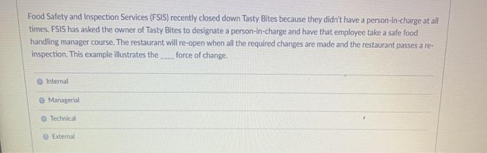 Food Safety and Inspection Services (FSIS)