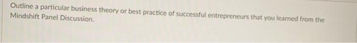 Outline a particular business theory or best