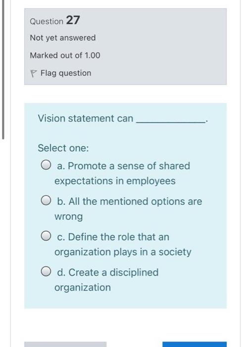 Question 27 Not yet answered Marked out of 1.00